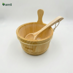 SAWO 4 L Wooden Sauna Pail & 36 cm Pine Ladle – Classic Sauna Accessory Set